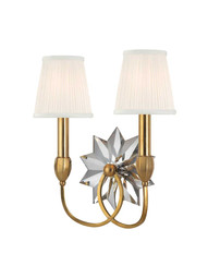 Barton 2-Light Wall Sconce in Aged Brass.
